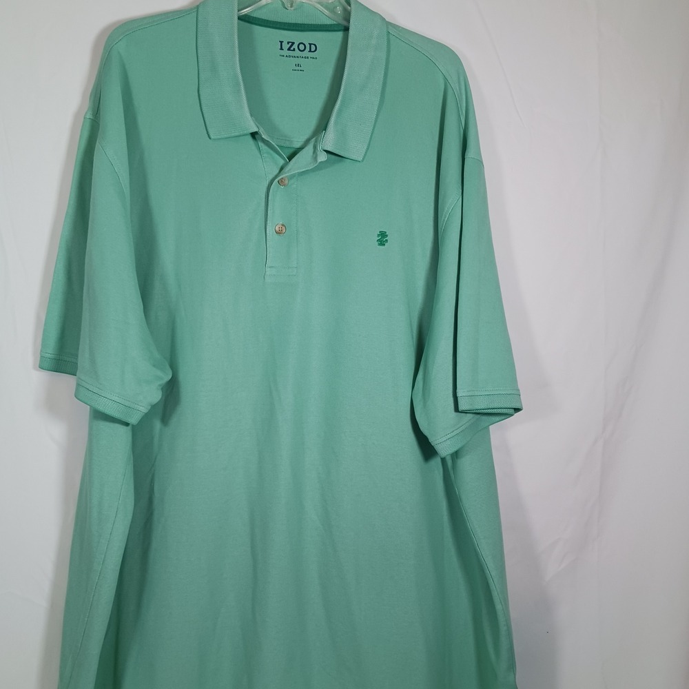 IZOD Polo Shirt Mens 4XL Green Excellent Advantage Short Sleeve Solid Logo